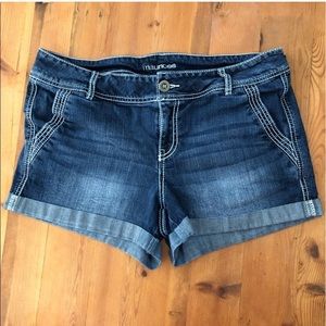 Maurices Dark Jean Shorts w/Folded Cuff Sz 11/12